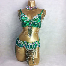 Load image into Gallery viewer, made to measure new belly dance costume set BRA+belt+NECKLACE 3piece/ set ,any size,34/36/38/40/42 B/C/D/DD