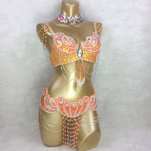 Load image into Gallery viewer, made to measure new belly dance costume set BRA+belt+NECKLACE 3piece/ set ,any size,34/36/38/40/42 B/C/D/DD