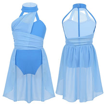 Load image into Gallery viewer, IIXPIN Girls ballet dress Kids Ruched Chiffon Bodice Caged Back Dance Leotard Dress Lyrical Dance Costume Contemporary Dancewear