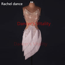 Load image into Gallery viewer, Lady performance latin dance clothes senior women stones tassel latin dance dress girls latin dance show latin dance dresses