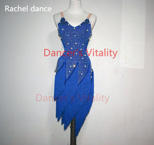 Load image into Gallery viewer, Lady performance latin dance clothes senior women stones tassel latin dance dress girls latin dance show latin dance dresses