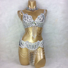 Load image into Gallery viewer, made to measure new belly dance costume set BRA+belt+NECKLACE  3piece/ set ,any size,34/36/38/40/42 B/C/D/DD
