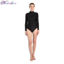 Load image into Gallery viewer, Women Long Sleeve High Neck Ballet Leotard Turtleneck Shiny Metallic Dance Bodysuit Gymnastic Leotard Unitard Adult Dancewear
