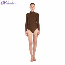 Load image into Gallery viewer, Women Long Sleeve High Neck Ballet Leotard Turtleneck Shiny Metallic Dance Bodysuit Gymnastic Leotard Unitard Adult Dancewear
