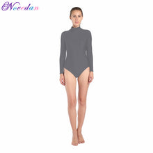Load image into Gallery viewer, Women Long Sleeve High Neck Ballet Leotard Turtleneck Shiny Metallic Dance Bodysuit Gymnastic Leotard Unitard Adult Dancewear
