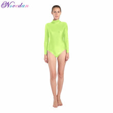 Load image into Gallery viewer, Women Long Sleeve High Neck Ballet Leotard Turtleneck Shiny Metallic Dance Bodysuit Gymnastic Leotard Unitard Adult Dancewear
