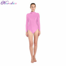 Load image into Gallery viewer, Women Long Sleeve High Neck Ballet Leotard Turtleneck Shiny Metallic Dance Bodysuit Gymnastic Leotard Unitard Adult Dancewear
