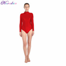 Load image into Gallery viewer, Women Long Sleeve High Neck Ballet Leotard Turtleneck Shiny Metallic Dance Bodysuit Gymnastic Leotard Unitard Adult Dancewear

