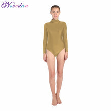 Load image into Gallery viewer, Women Long Sleeve High Neck Ballet Leotard Turtleneck Shiny Metallic Dance Bodysuit Gymnastic Leotard Unitard Adult Dancewear
