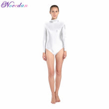 Load image into Gallery viewer, Women Long Sleeve High Neck Ballet Leotard Turtleneck Shiny Metallic Dance Bodysuit Gymnastic Leotard Unitard Adult Dancewear
