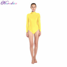 Load image into Gallery viewer, Women Long Sleeve High Neck Ballet Leotard Turtleneck Shiny Metallic Dance Bodysuit Gymnastic Leotard Unitard Adult Dancewear
