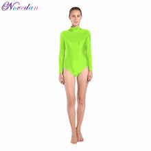 Load image into Gallery viewer, Women Long Sleeve High Neck Ballet Leotard Turtleneck Shiny Metallic Dance Bodysuit Gymnastic Leotard Unitard Adult Dancewear
