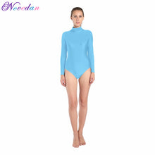 Load image into Gallery viewer, Women Long Sleeve High Neck Ballet Leotard Turtleneck Shiny Metallic Dance Bodysuit Gymnastic Leotard Unitard Adult Dancewear
