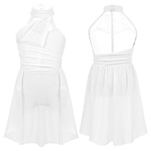 Load image into Gallery viewer, IIXPIN Girls ballet dress Kids Ruched Chiffon Bodice Caged Back Dance Leotard Dress Lyrical Dance Costume Contemporary Dancewear
