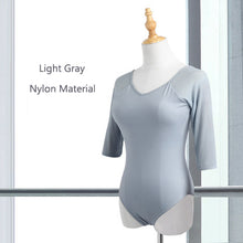 Load image into Gallery viewer, Women Black Mesh Dance Leotards Three Quarter Sleeve Ballet Leotards Adult Ballet Practice Dance Costume Gymnastics Leotards
