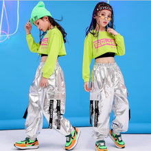 Load image into Gallery viewer, Children Hip Hop Clothing Green Sweatshirt Top Crop Casual Pants Girl Kids Jazz Dance Wear Costume Ballroom Dancing Clothes
