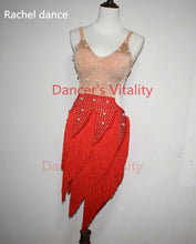 Load image into Gallery viewer, Lady performance latin dance clothes senior women stones tassel latin dance dress girls latin dance show latin dance dresses
