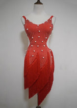 Load image into Gallery viewer, Lady performance latin dance clothes senior women stones tassel latin dance dress girls latin dance show latin dance dresses
